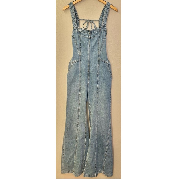 NEW Free People We The Free Kendra Orchid Blue Denim Jumpsuit - Picture 4 of 9